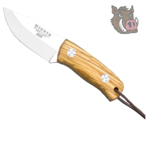 Cuchillo de caza Joker CO75 con cachas de madera olivo y funda de piel marrón